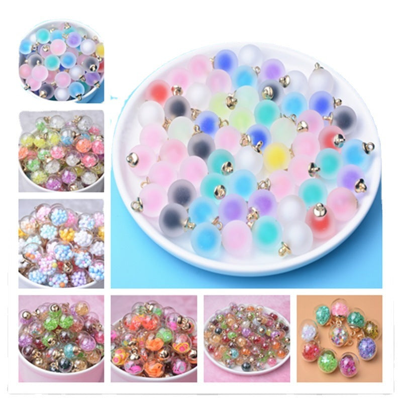 Wholesale 20pcs Alloy Glass Acrylic Small Ball Pendant DIY Handmade Jewelry Bulk Accessories Earring Accessories Key Case Pendant